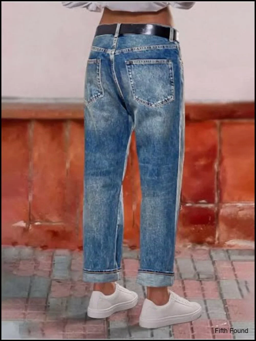 Vintage Wash Raw Hem Mid Waist Straight Leg Crop Jeans